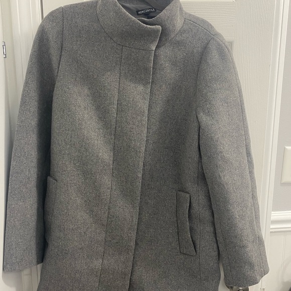 J Crew Grey Wool Blend Stadium Coat Size 14